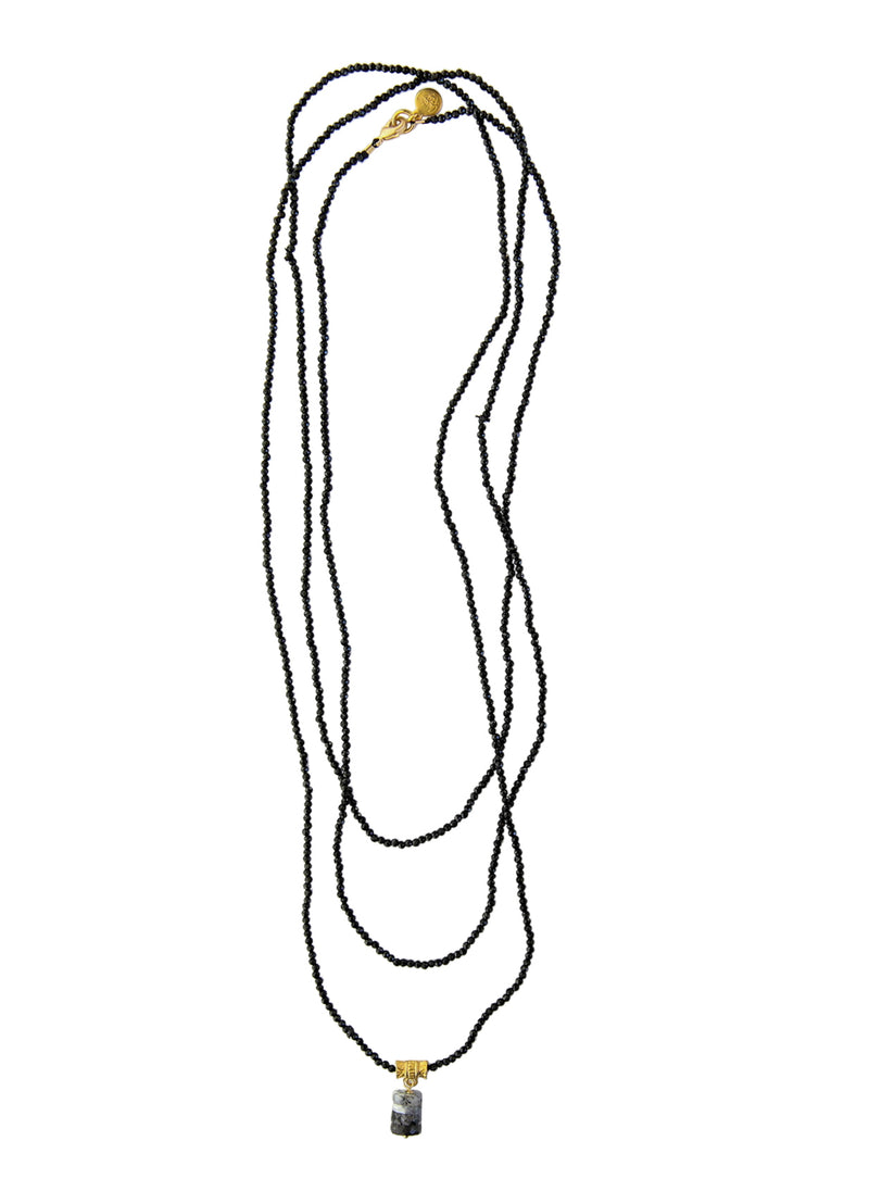 Aramis Beaded Layering Necklace in Black Spinel