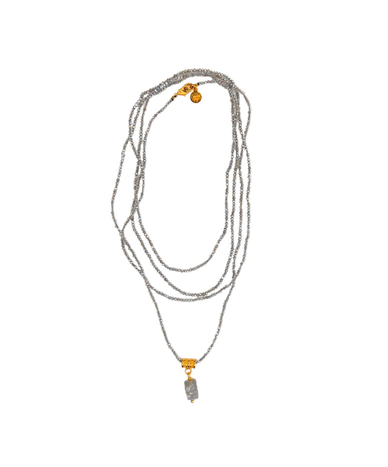 Aramis Beaded Layering Necklace in Mystic Labradorite