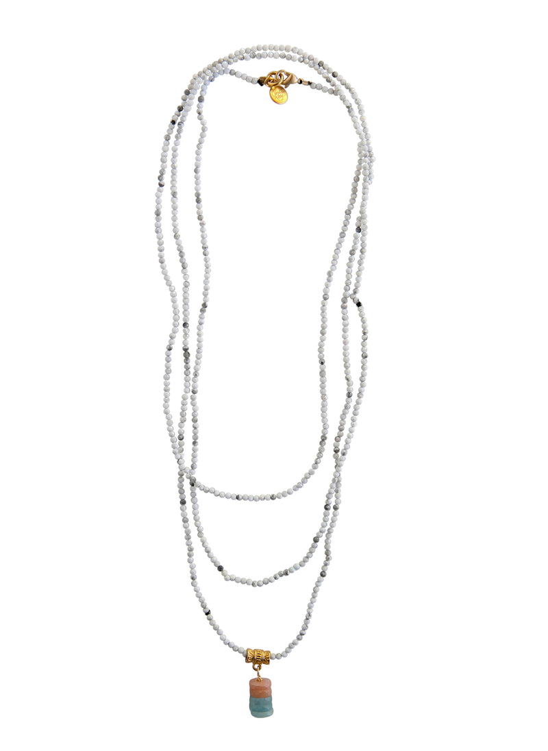 Aramis Beaded Layering Necklace in White Opal