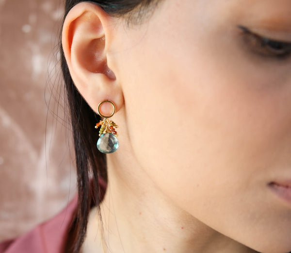 Ashlynn Earrings in Teal Chalcedony