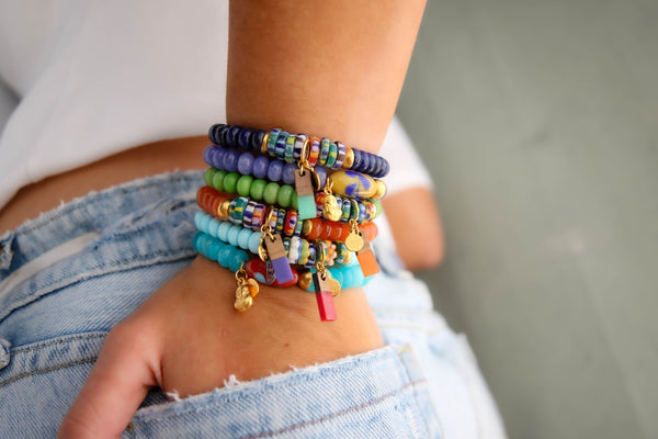 Skittles Elastic Bracelet in Navy Jade