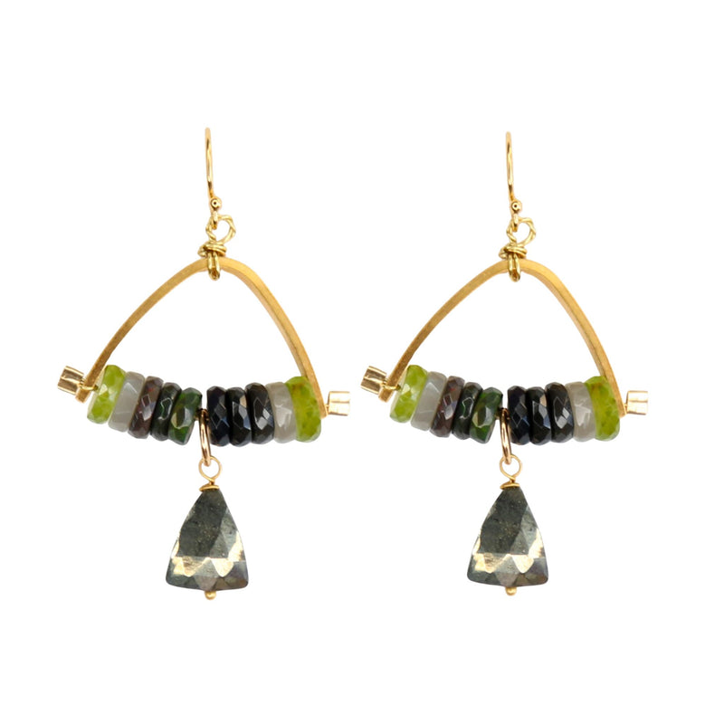 Bridge Earrings in Black Opal and Peridot