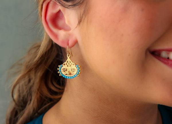 Deco Earrings in Emerald Green
