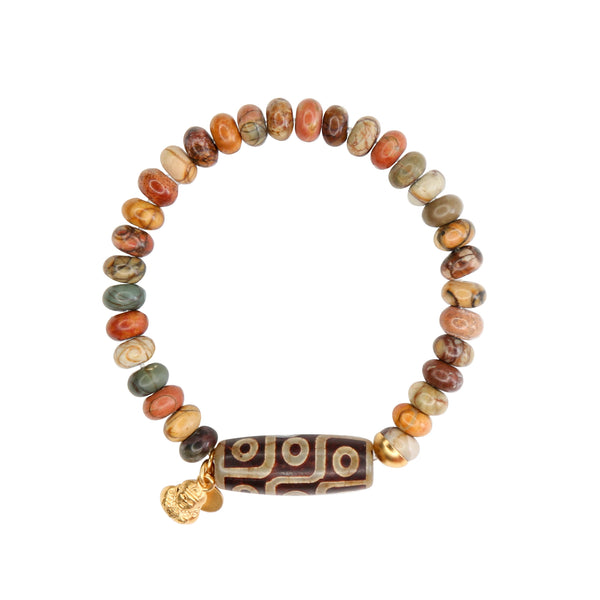 Dharma Elastic Bracelet in Amaretto Jade