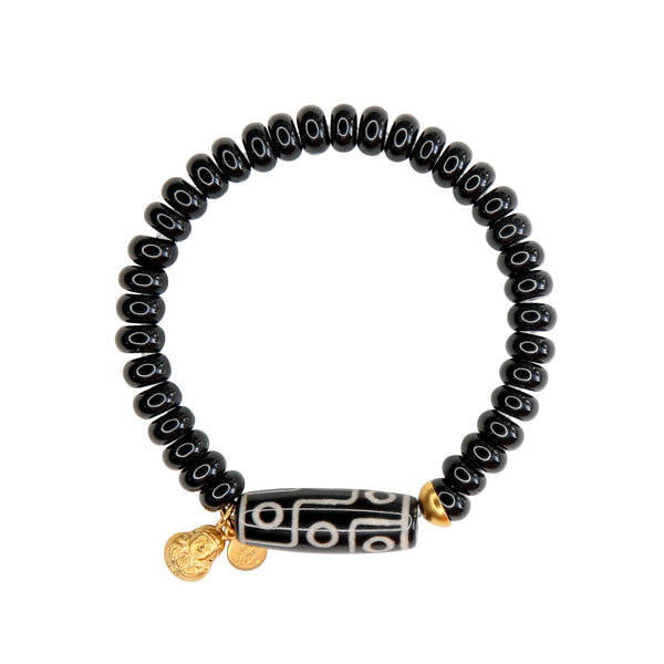 Dharma Elastic Bracelet in Black Onyx