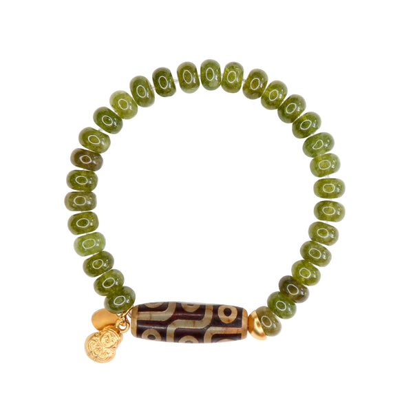 Dharma Elastic Bracelet in Moss Jade