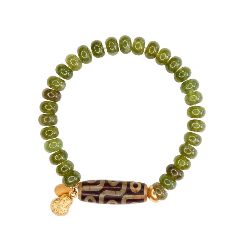Dharma Elastic Bracelet in Moss Jade