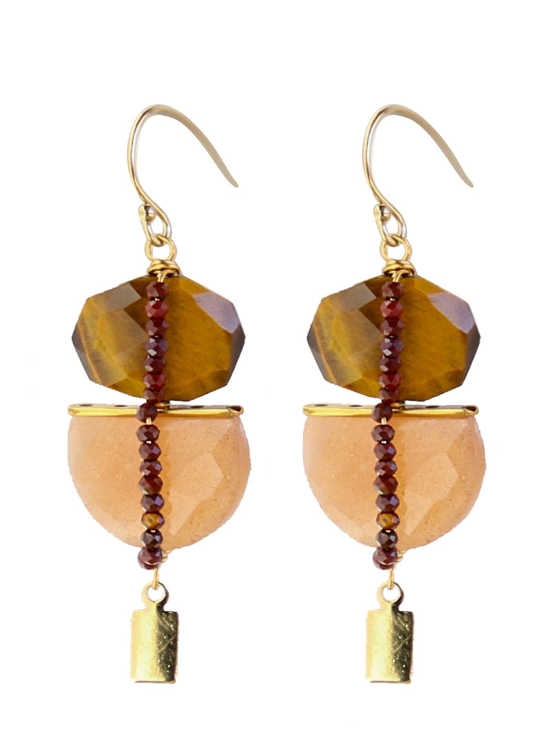 Duet Earrings in Tiger's Eye