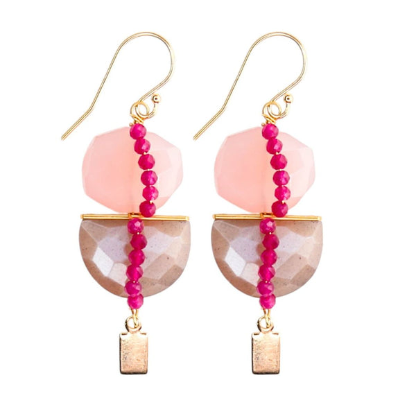 Duet Earrings in Berry Pink
