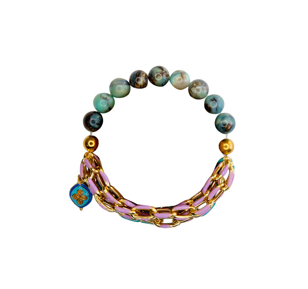 Fiji Elastic Bracelet in Pale Blue Opal
