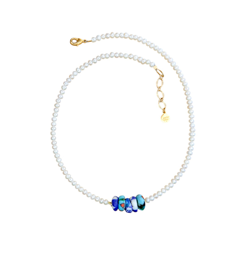 Flamenco Short Necklace in Blues