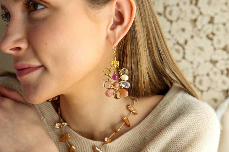 Florence Earrings in Smoky Amber