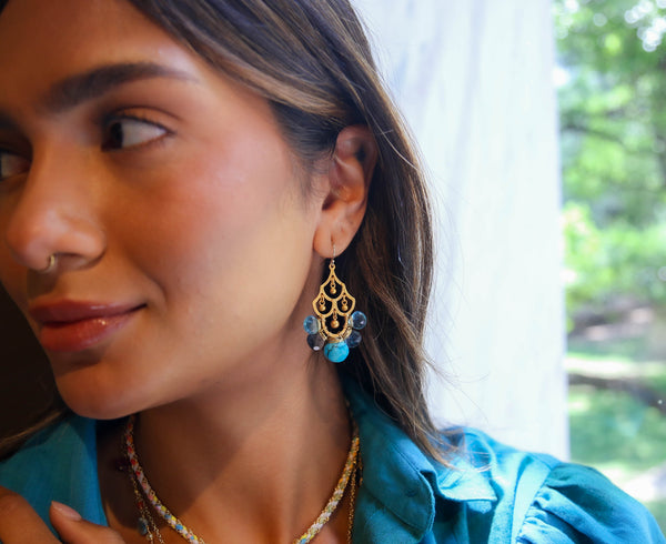 Frances Earrings in Pyrite