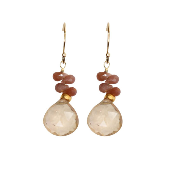 Glimmer Earrings in Champagne Quartz