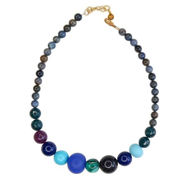 Guru Beaded Necklace in Blues