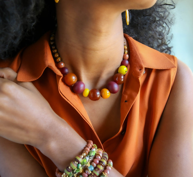 Guru Beaded Necklace in Rust