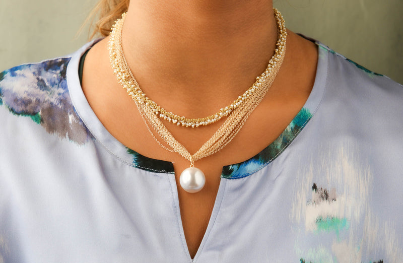 Halo Peal Pendant Necklace (Copy)