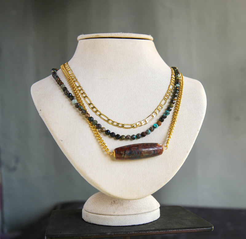 Palladio Triple Strand Necklace In Canyon Jasper