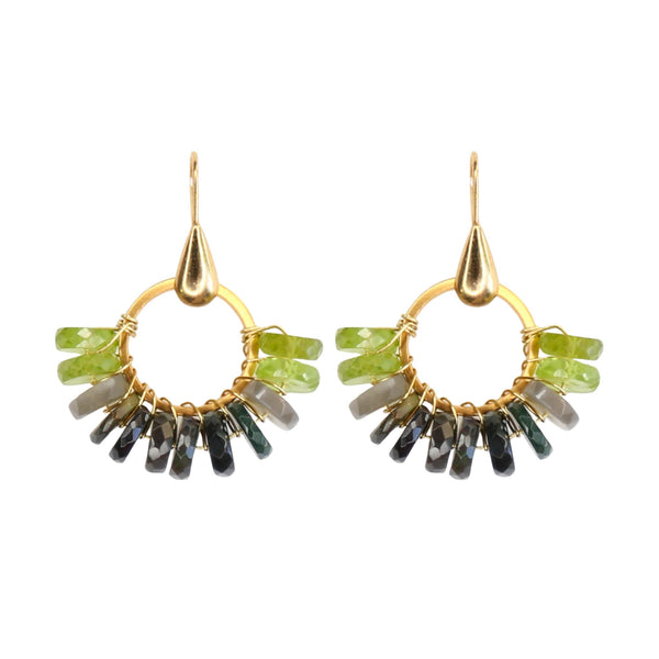 Jalisco Earrings in Black Opal and Peridot