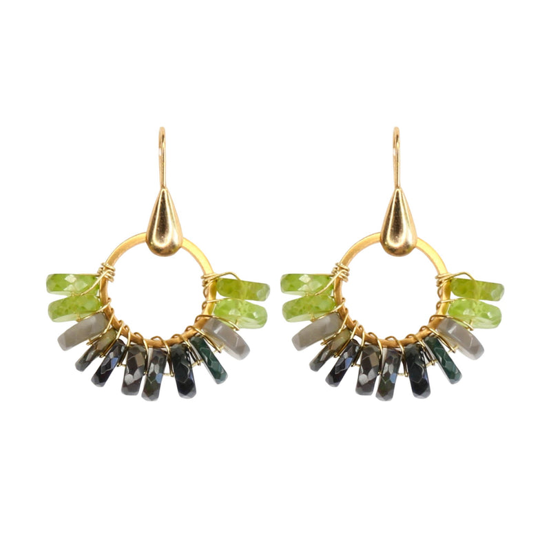 Jalisco Earrings in Black Opal and Peridot