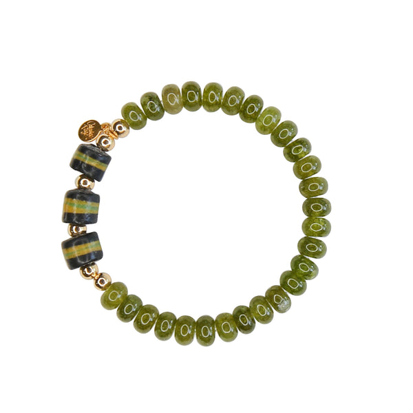 Kia Elastic Bracelet in Moss Green