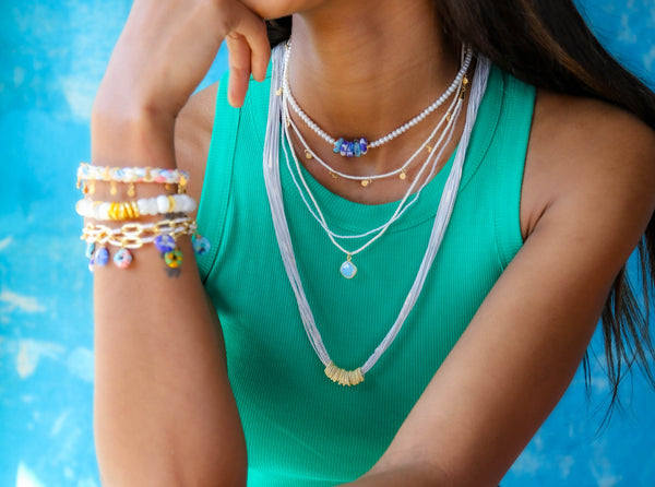 Tango Long Necklace in White