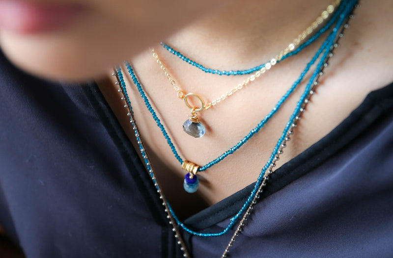 Macaroon Adjustable Pendant Necklace in Chalcedony