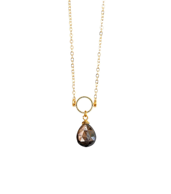 Macaroon Adjustable Pendant Necklace in Chocolate Moonstone