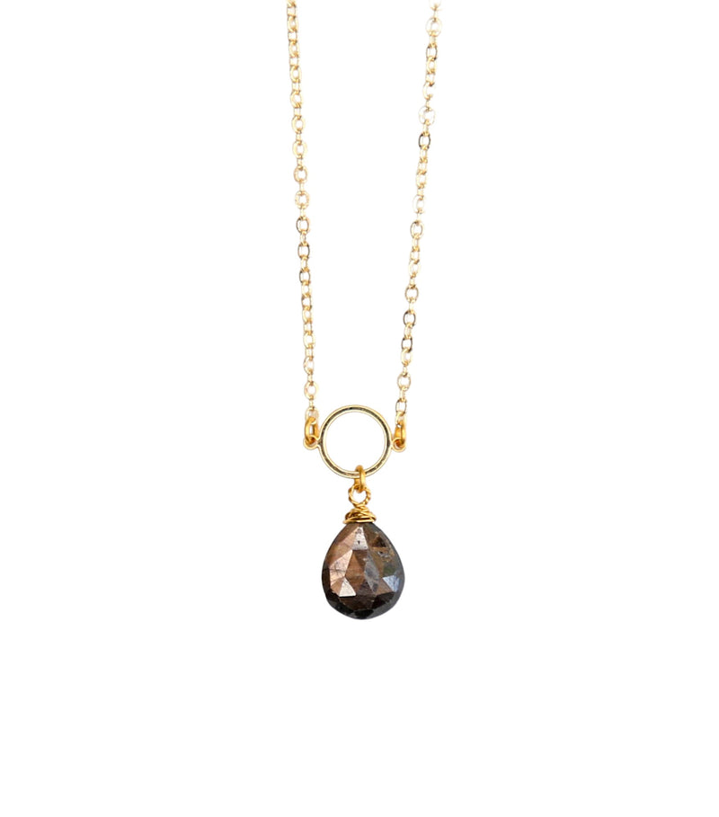 Macaroon Adjustable Pendant Necklace in Chocolate Moonstone