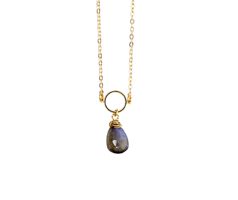 Macaroon Adjustable Pendant Necklace in Labradorite