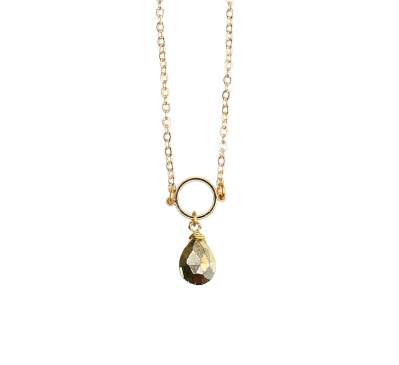 Macaroon Adjustable Pendant Necklace in Pyrite