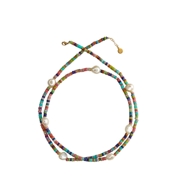 Mambo Long Necklace in Pale Multi