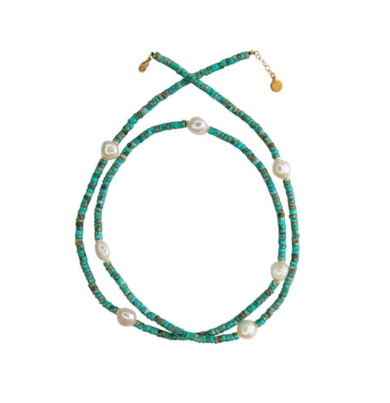 Mambo Long Necklace in Turquoise