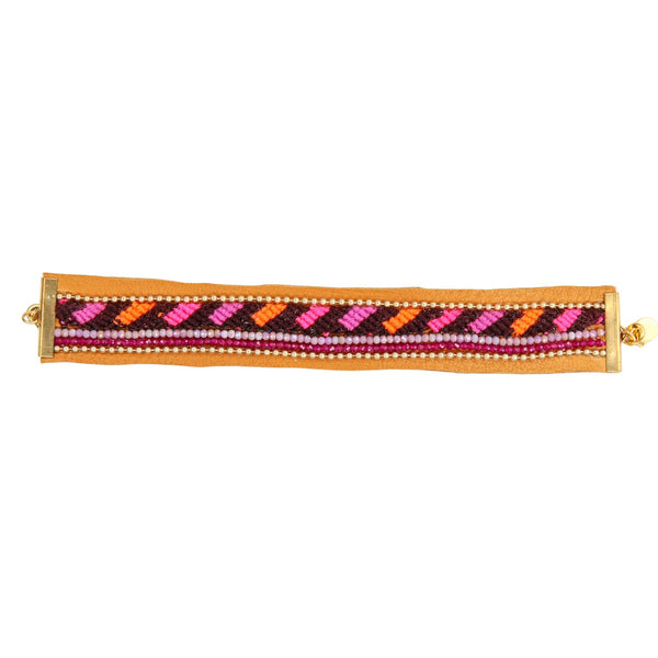 Montana Leather Bracelet in Deep Berry