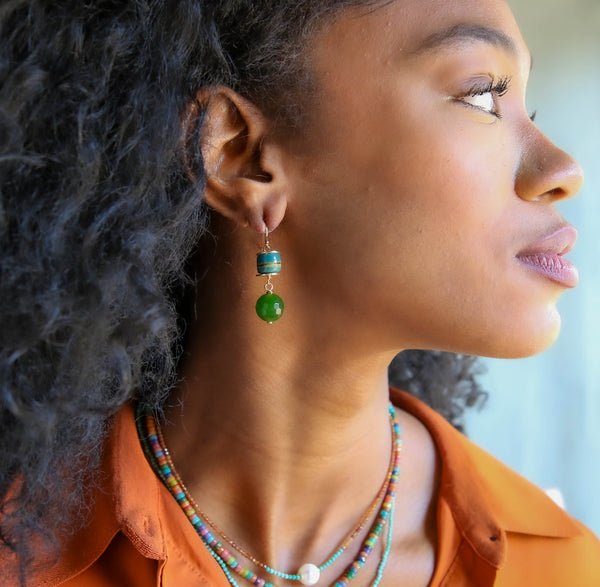 Nia Earrings in Teal
