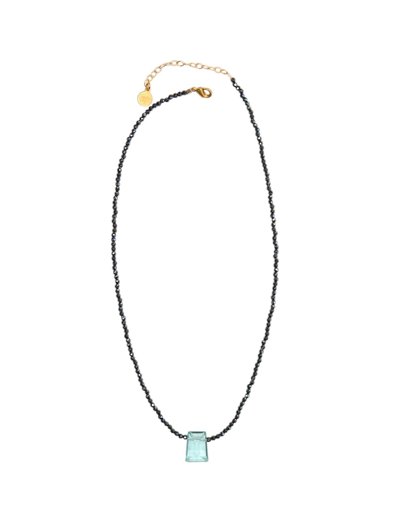 Ocean Stone Pendant Necklace in Dark Pyrite