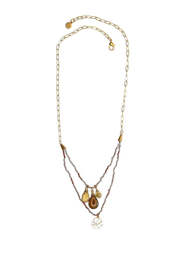 Organza Double Strand Charm Necklace in Brown Sapphire