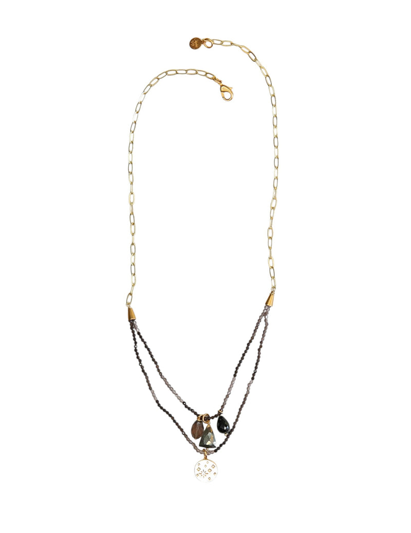 Organza Double Strand Charm Necklace in Blacks