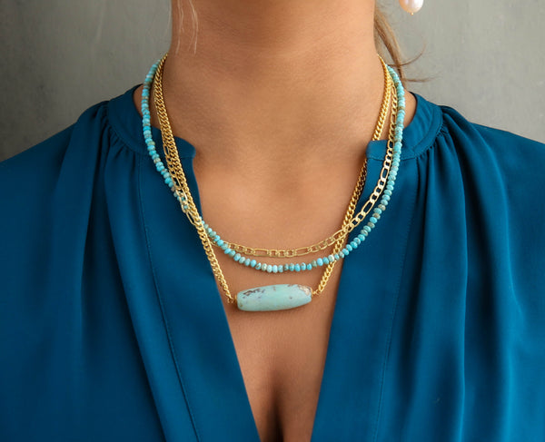 Palladio Triple Strand Necklace In White Opal