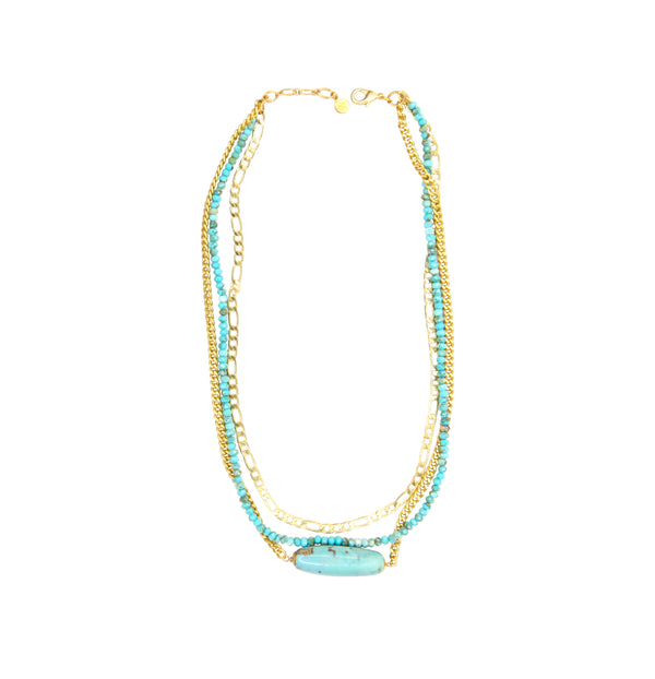 Palladio Triple Strand Necklace In Turquoise Blue