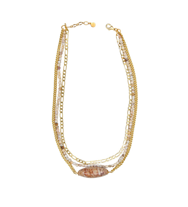 Palladio Triple Strand Necklace In White Opal