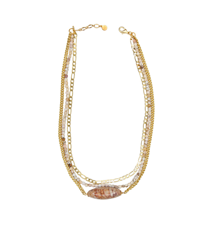 Palladio Triple Strand Necklace In White Opal