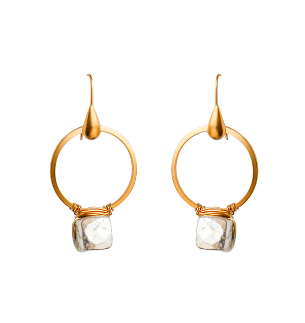 Satchel Earring in Silver Pyrite