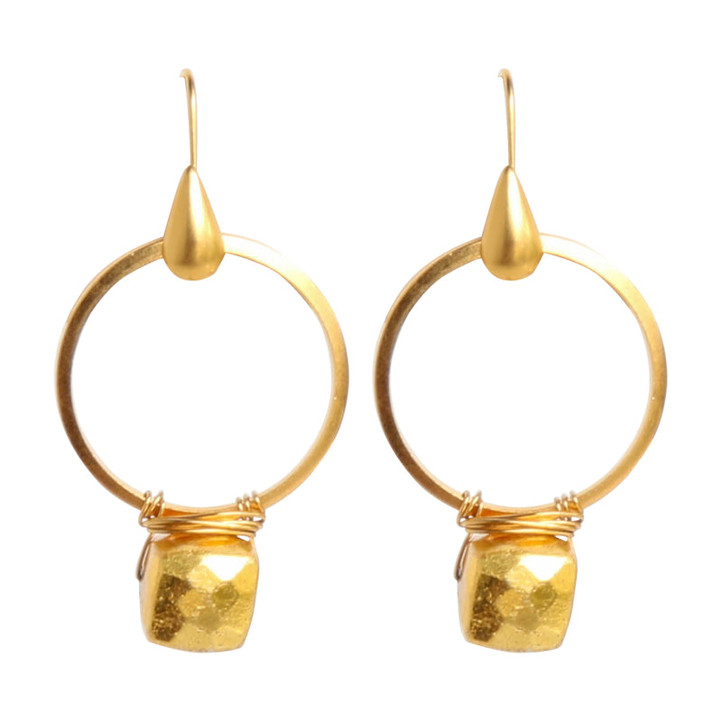 Satchel Earring in Gold Pyrite