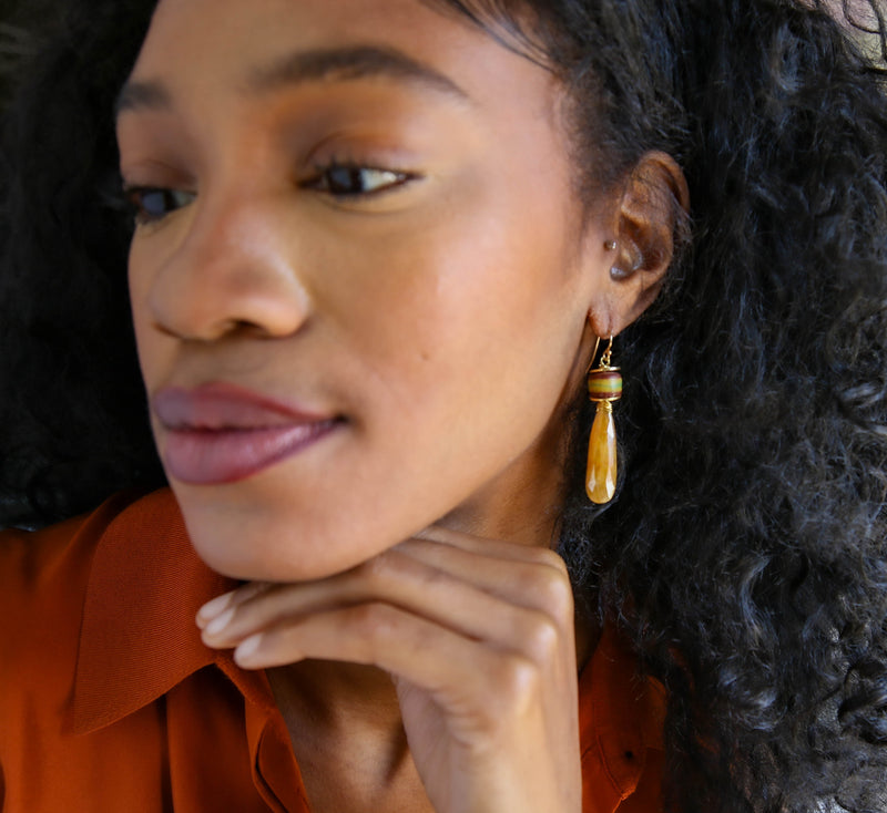 Sefira Earrings in White Opal