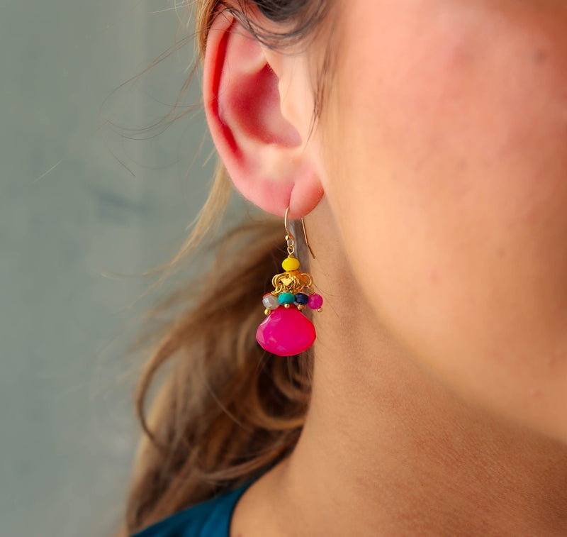 Shanthi Earrings in Hot Pink