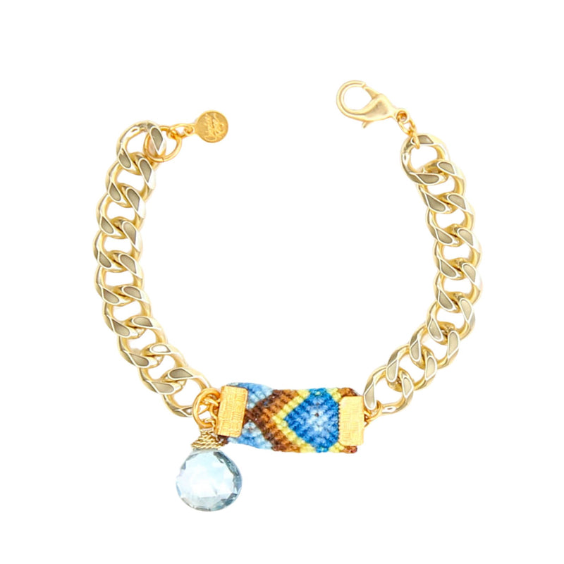 Sierra Link Bracelet in Blue Suede