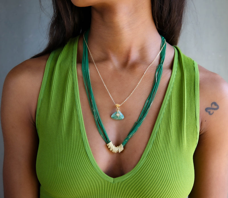 Tango Long Necklace in Emerald Green