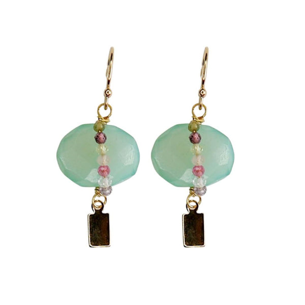 Solo Earrings in Green Chalcedony