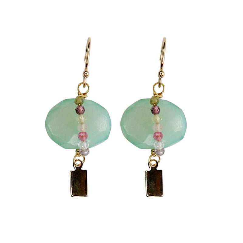 Solo Earrings in Green Chalcedony